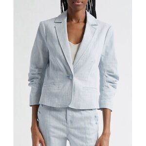 NWT CINQ A SEPT KHLOE RUCHED SLEEVE MELANGE BLAZER IN SIZE 8